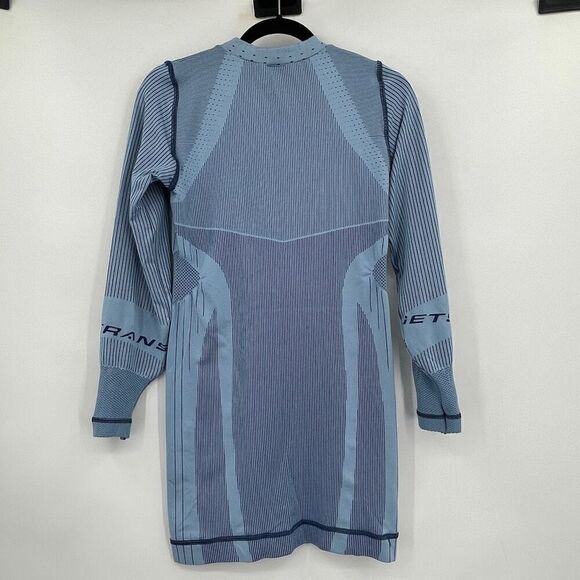 Iets Frans Blue Seamless Long Sleeve Ribbed Knit Bodycon Mini Dress Size Large - Picture 6 of 8